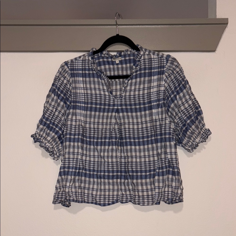 Belize Ruffle Plaid Blouse Sz 2/Us 4/6 Vguc